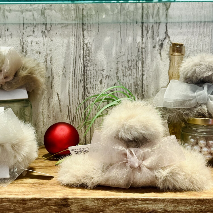 リボン付きファーシュシュ＆バンスクリップ