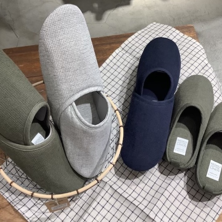 kontexのmokuリネン　ルームシューズ