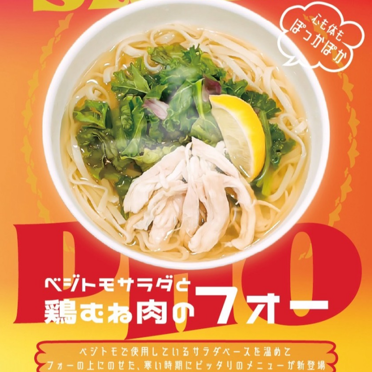 心も体もぽかぽか🧡サラダと鶏むね肉のフォー