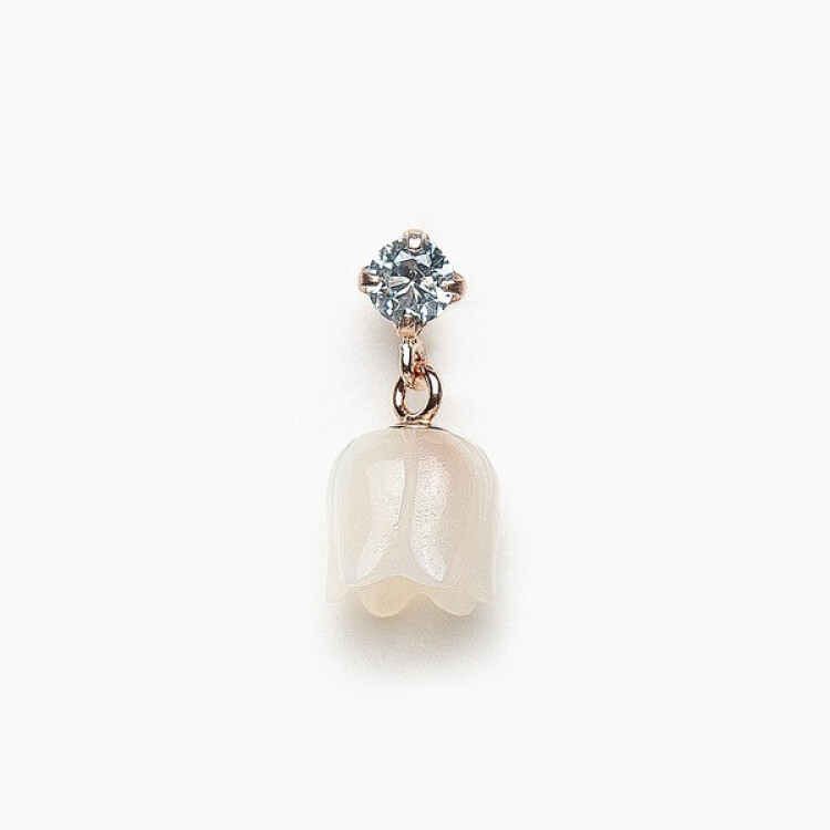 5月誕生花 K10 ピンクゴールド スズラン ピアス 